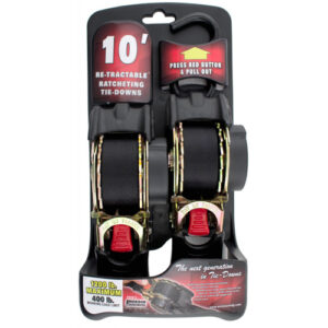 1" X 10' 1200 LB RE-TRACTABLE RACHET TIE DOWN BLACK